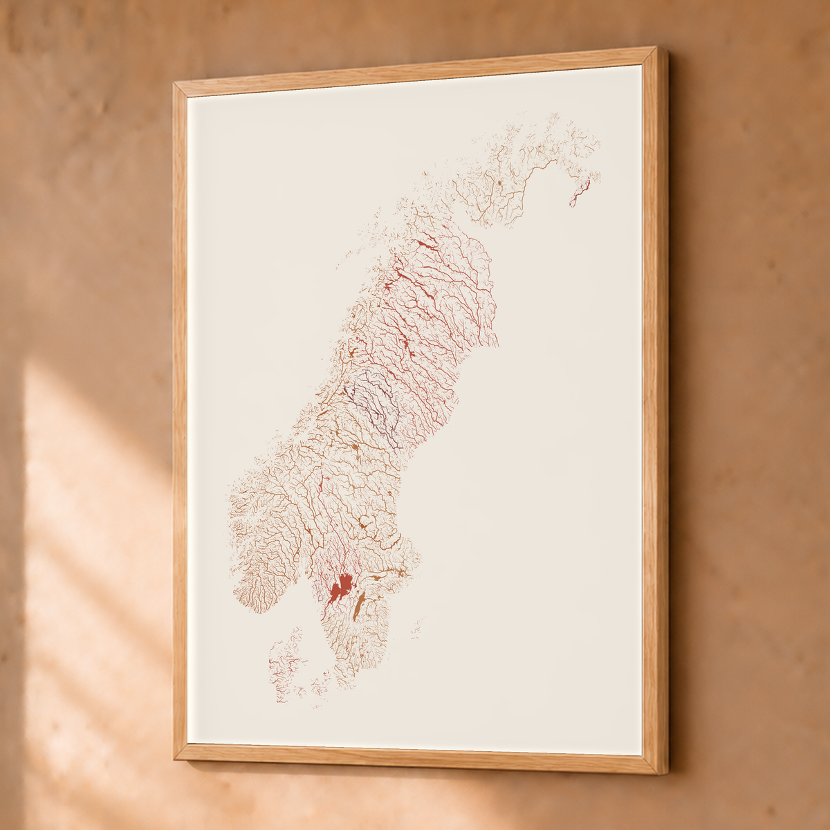 Beautiful Rivers — Escandinávia — Terracota e areia, Fine art emoldurado · 30 × 40 cm, Natural · Sem margem