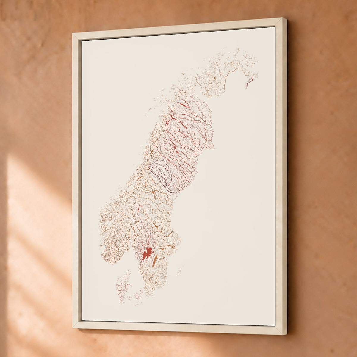 Beautiful Rivers — Escandinávia — Terracota e areia, Fine art emoldurado · 30 × 40 cm, Branco · Sem margem