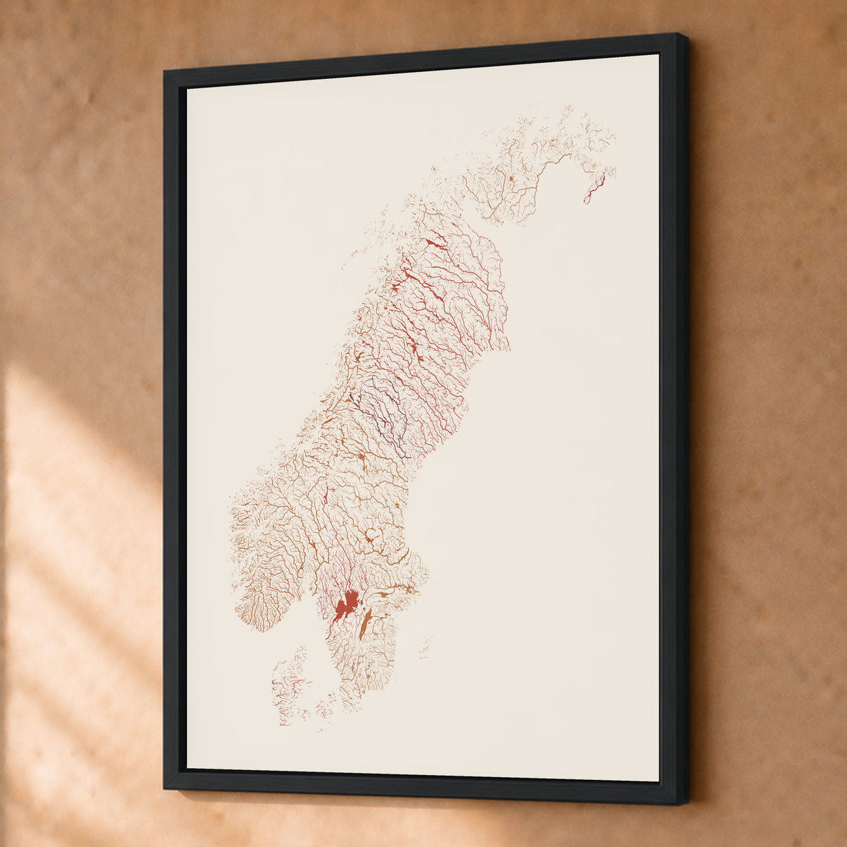 Beautiful Rivers — Escandinávia — Terracota e areia, Fine art emoldurado · 45 × 60 cm, Preto · Sem margem