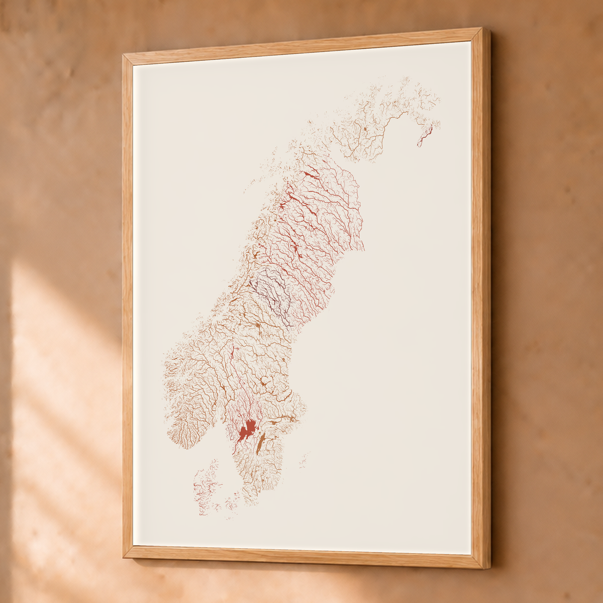 Beautiful Rivers — Escandinávia — Terracota e areia, Fine art emoldurado · 45 × 60 cm, Natural · Sem margem