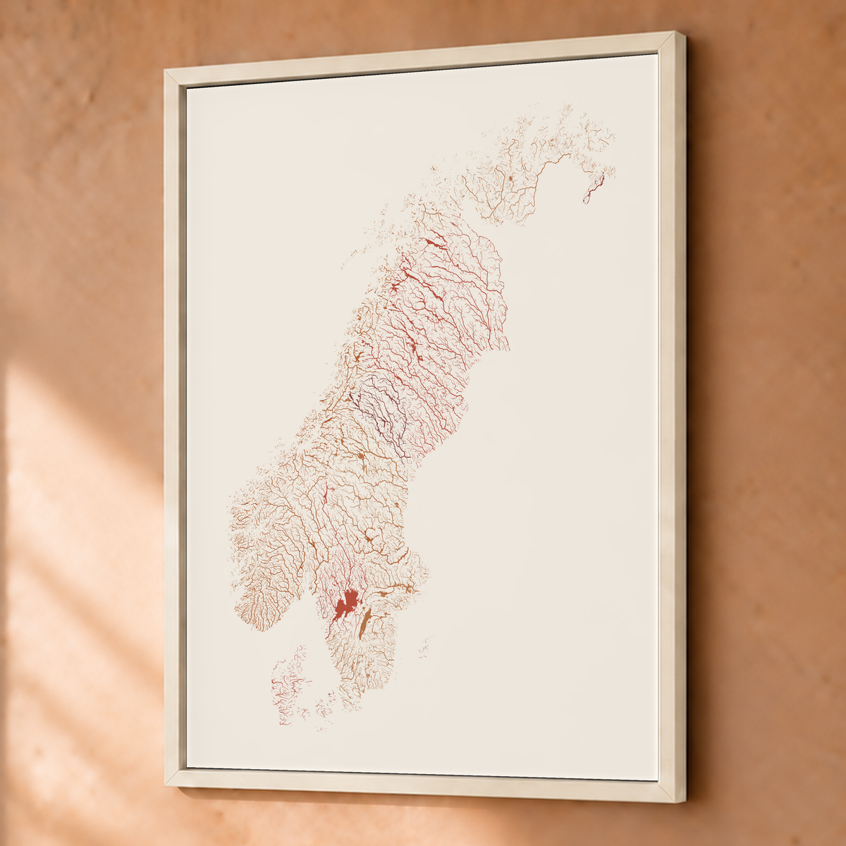 Beautiful Rivers — Escandinávia — Terracota e areia, Fine art emoldurado · 45 × 60 cm, Branco · Sem margem