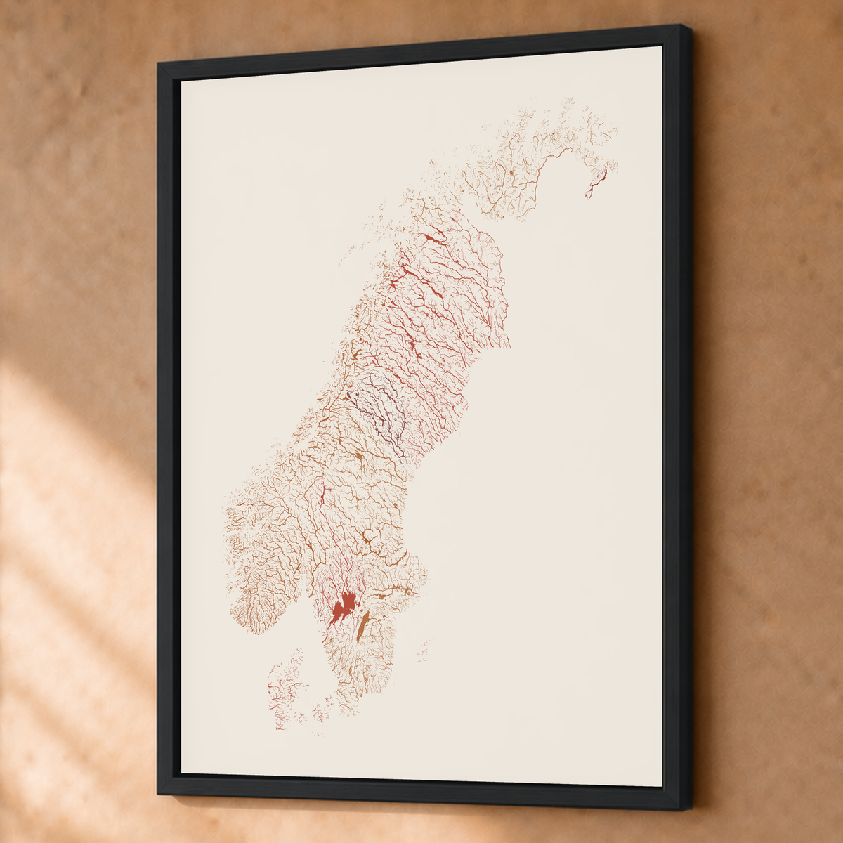 Beautiful Rivers — Escandinávia — Terracota e areia, Fine art emoldurado · 60 × 80 cm, Preto · Sem margem