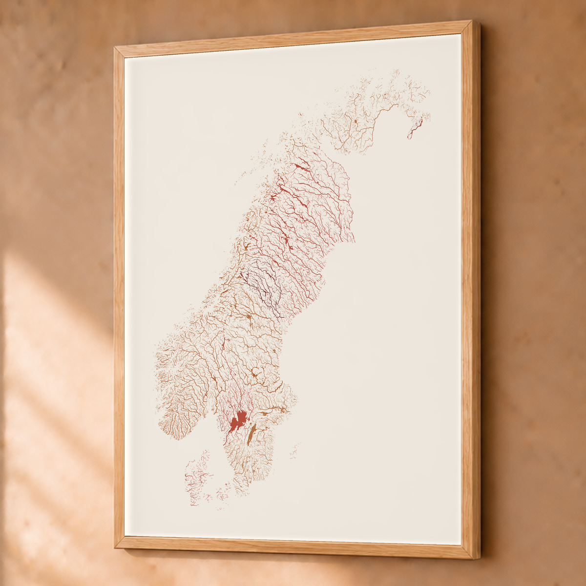 Beautiful Rivers — Escandinávia — Terracota e areia, Fine art emoldurado · 60 × 80 cm, Natural · Sem margem