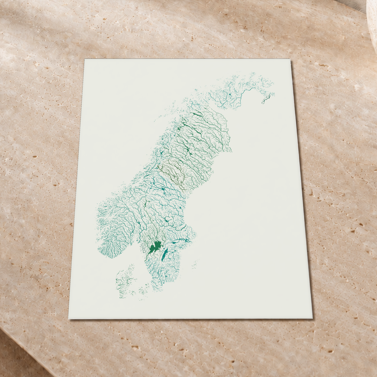 Beautiful Rivers — Escandinávia — Verde jade e porcelana, Impressão fine art · 30 × 40 cm, Sem margem