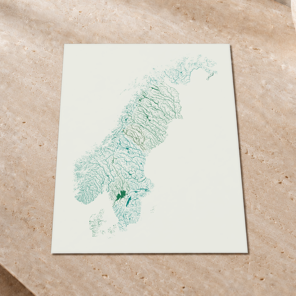 Beautiful Rivers — Escandinávia — Verde jade e porcelana, Impressão fine art · 45 × 60 cm, Sem margem