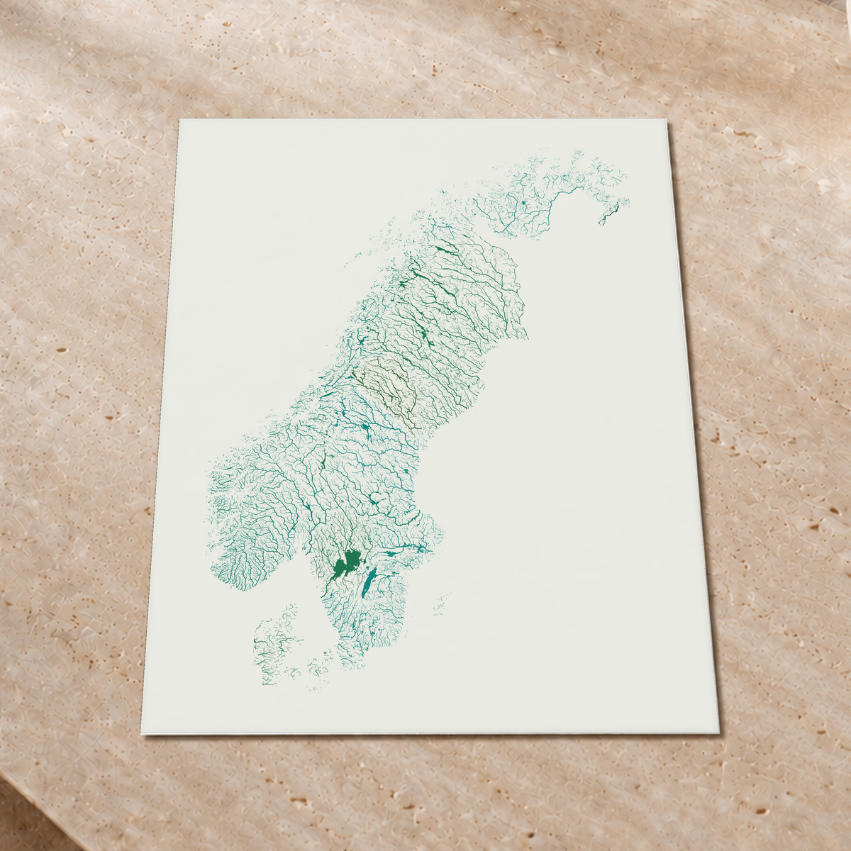 Beautiful Rivers — Escandinávia — Verde jade e porcelana, Impressão fine art · 60 × 80 cm, Sem margem