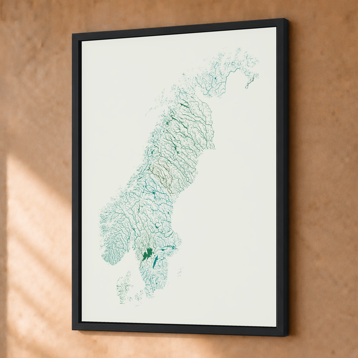 Beautiful Rivers — Escandinávia — Verde jade e porcelana, Fine art emoldurado · 30 × 40 cm, Preto · Sem margem
