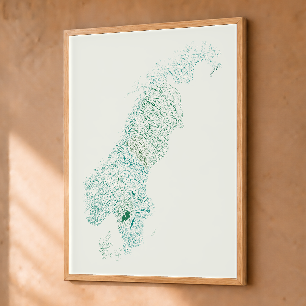 Beautiful Rivers — Escandinávia — Verde jade e porcelana, Fine art emoldurado · 30 × 40 cm, Natural · Sem margem