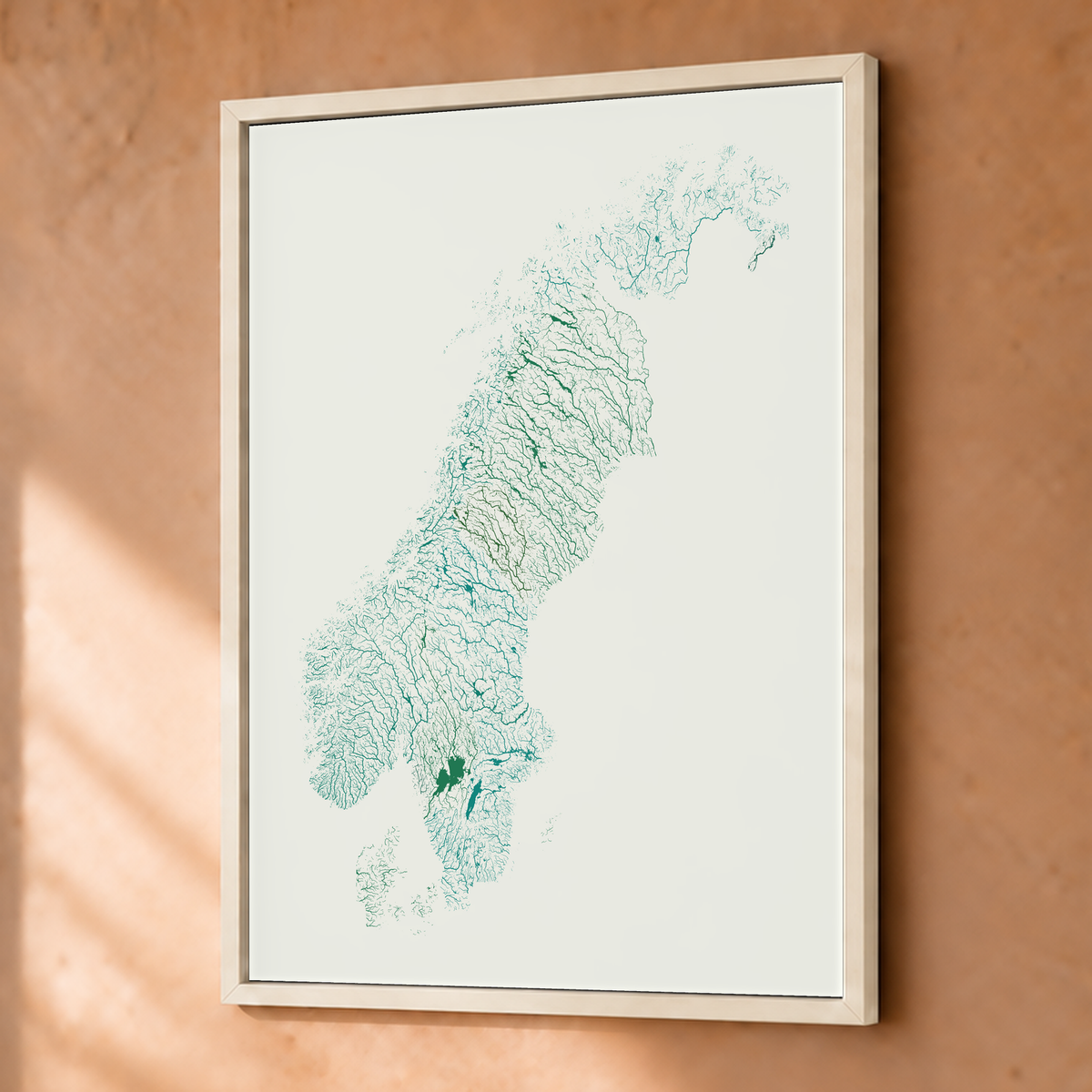 Beautiful Rivers — Escandinávia — Verde jade e porcelana, Fine art emoldurado · 30 × 40 cm, Branco · Sem margem