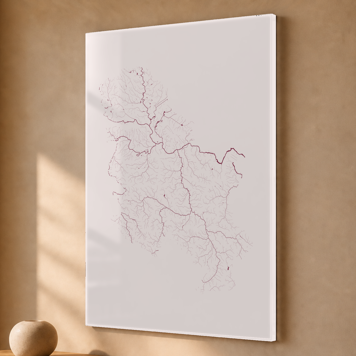 Beautiful Rivers — Sérvia — Ameixa e rosé, Acrílico · 40 × 60 cm, Sem margem