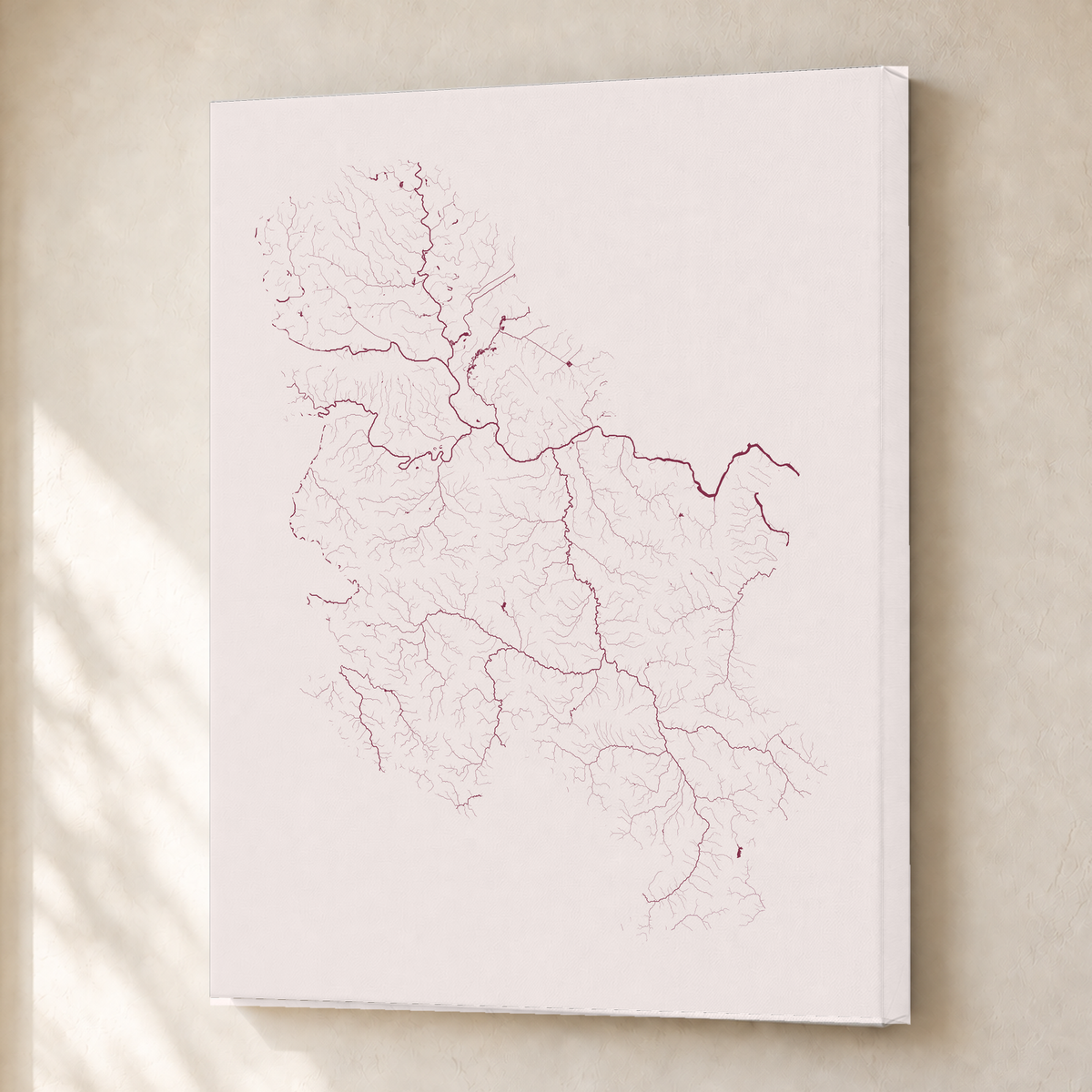 Beautiful Rivers — Sérvia — Ameixa e rosé, Canvas · 30 × 40 cm, Sem margem