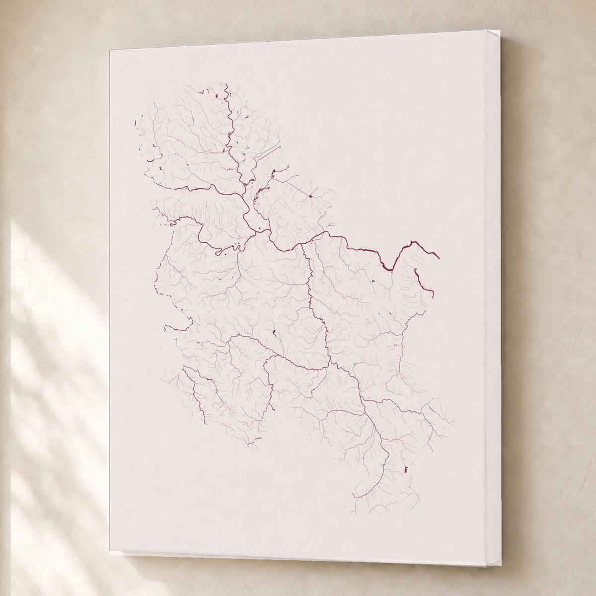Beautiful Rivers — Sérvia — Ameixa e rosé, Canvas · 45 × 60 cm, Sem margem