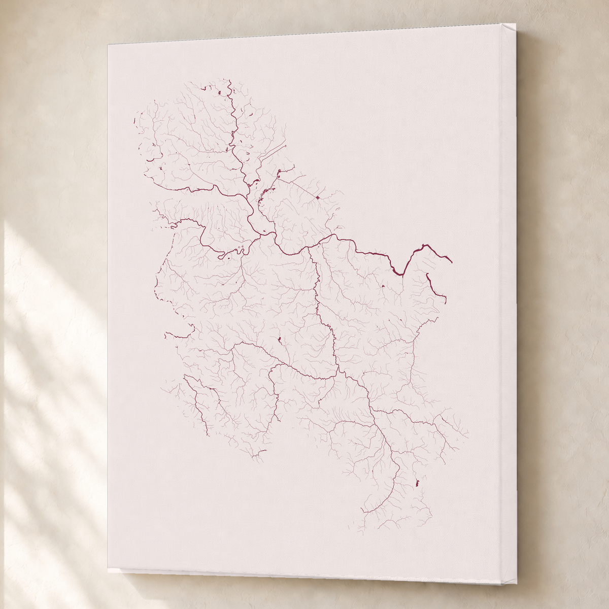 Beautiful Rivers — Sérvia — Ameixa e rosé, Canvas · 60 × 80 cm, Sem margem