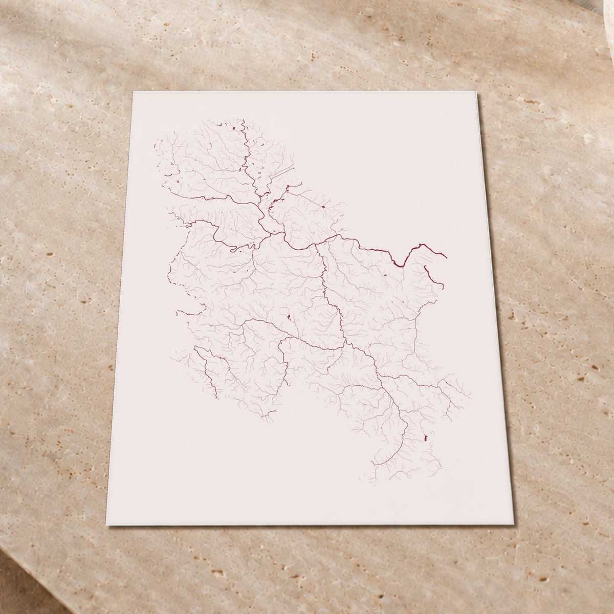 Beautiful Rivers — Sérvia — Ameixa e rosé, Impressão fine art · 45 × 60 cm, Sem margem