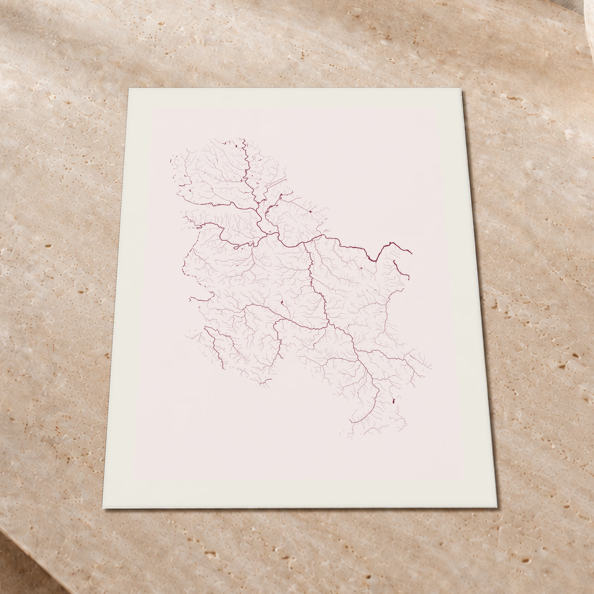 Beautiful Rivers — Sérvia — Ameixa e rosé, Impressão fine art · 45 × 60 cm, Margem branca