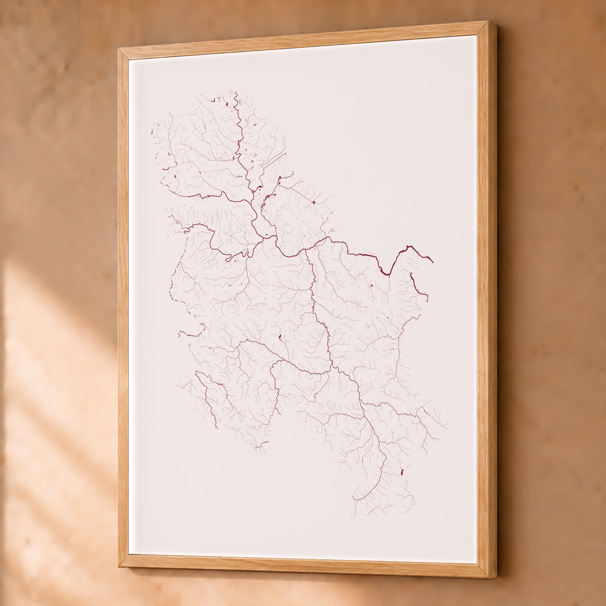 Beautiful Rivers — Sérvia — Ameixa e rosé, Fine art emoldurado · 60 × 80 cm, Natural · Sem margem