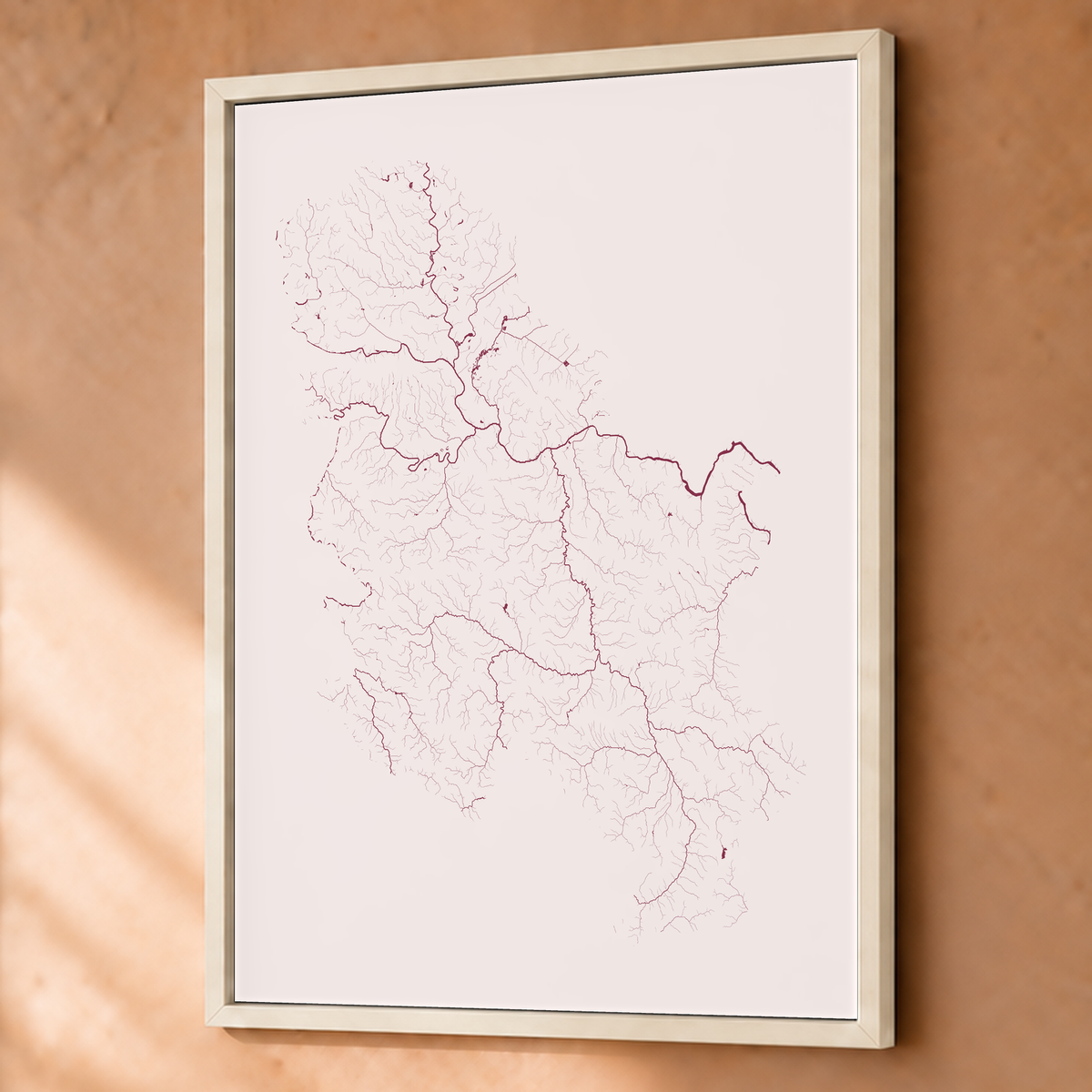 Beautiful Rivers — Sérvia — Ameixa e rosé, Fine art emoldurado · 60 × 80 cm, Branco · Sem margem