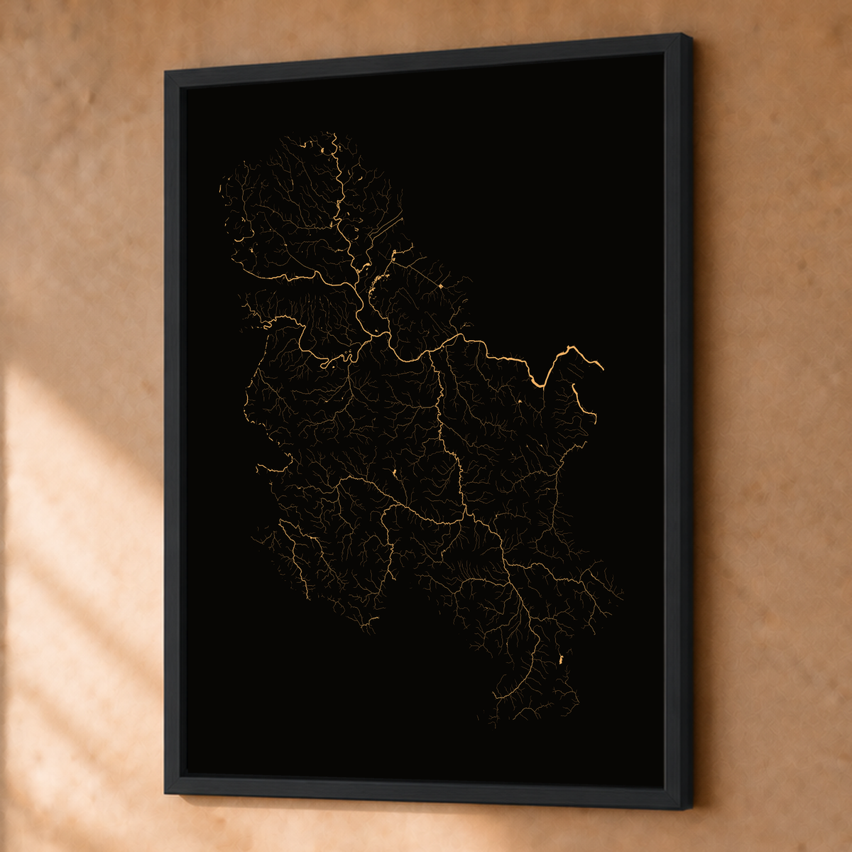 Beautiful Rivers — Sérvia — Cobre, Fine art emoldurado · 45 × 60 cm, Preto · Sem margem
