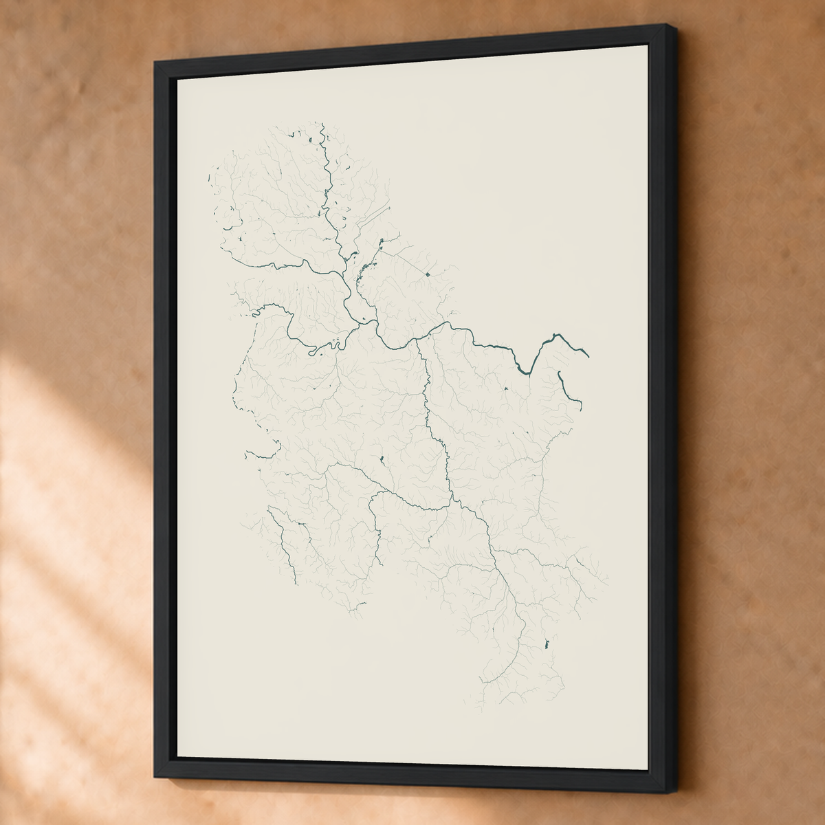 Beautiful Rivers — Sérvia — Natural e luminosa, Fine art emoldurado · 60 × 80 cm, Preto · Sem margem