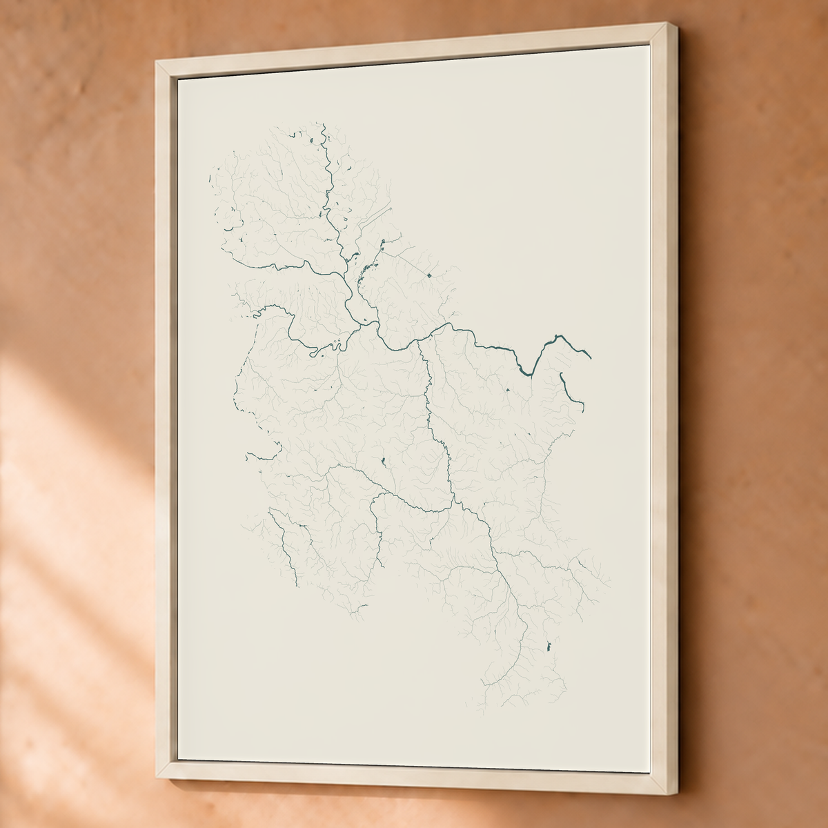 Beautiful Rivers — Sérvia — Natural e luminosa, Fine art emoldurado · 60 × 80 cm, Branco · Sem margem