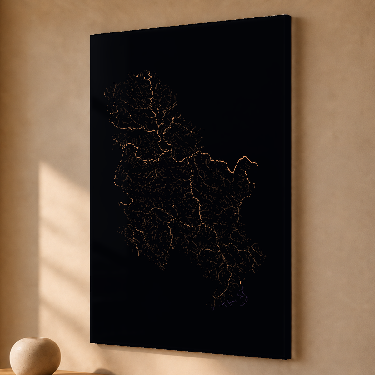Beautiful Rivers — Sérvia — Neon por território, Acrílico · 40 × 60 cm, Sem margem