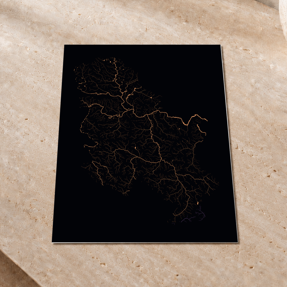 Beautiful Rivers — Sérvia — Neon por território, Impressão fine art · 30 × 40 cm, Sem margem