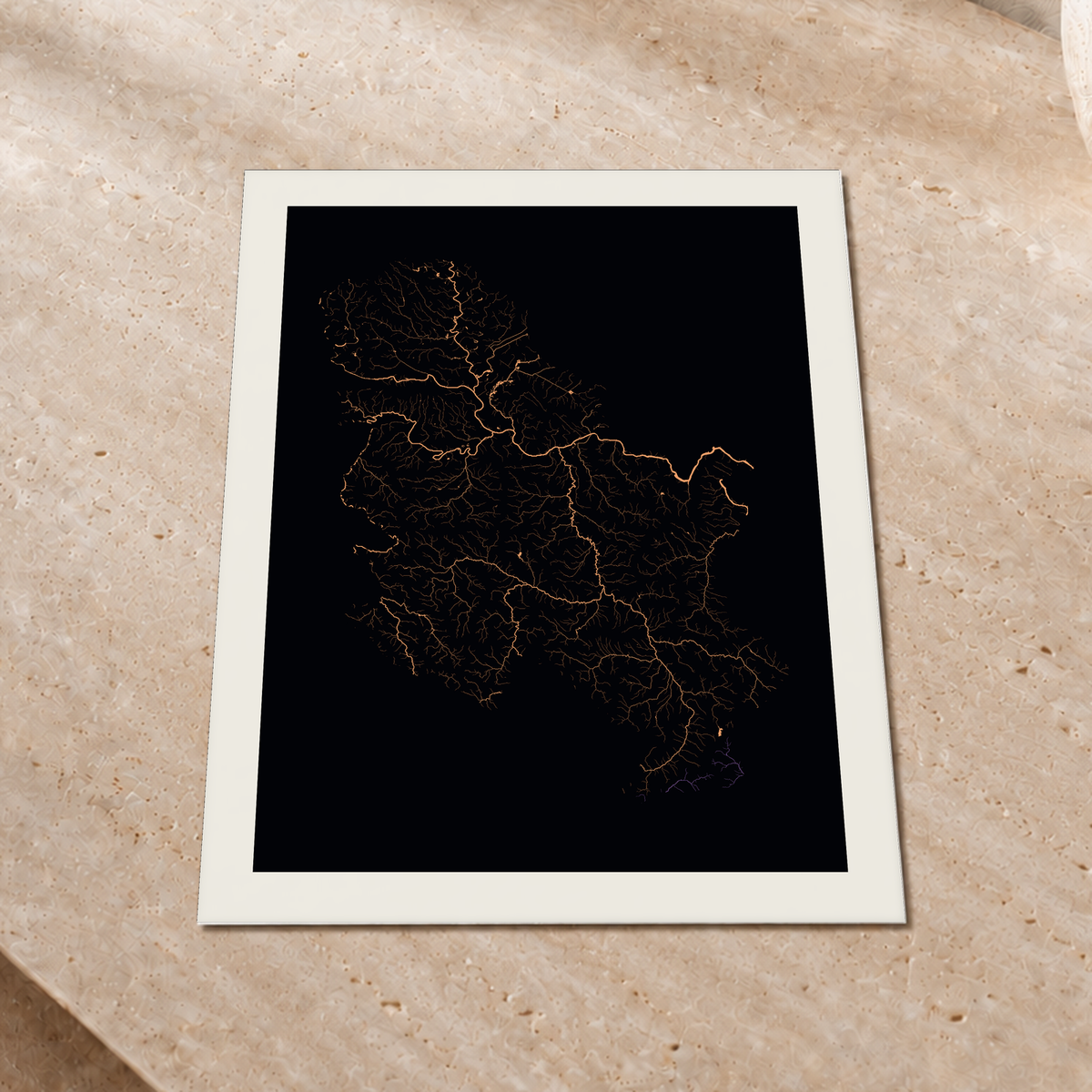 Beautiful Rivers — Sérvia — Neon por território, Impressão fine art · 30 × 40 cm, Margem branca