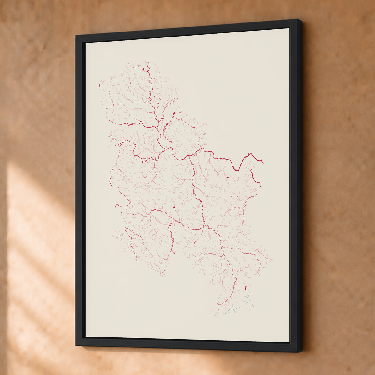 Beautiful Rivers — Sérvia — Risografia, Fine art emoldurado · 30 × 40 cm, Preto · Sem margem
