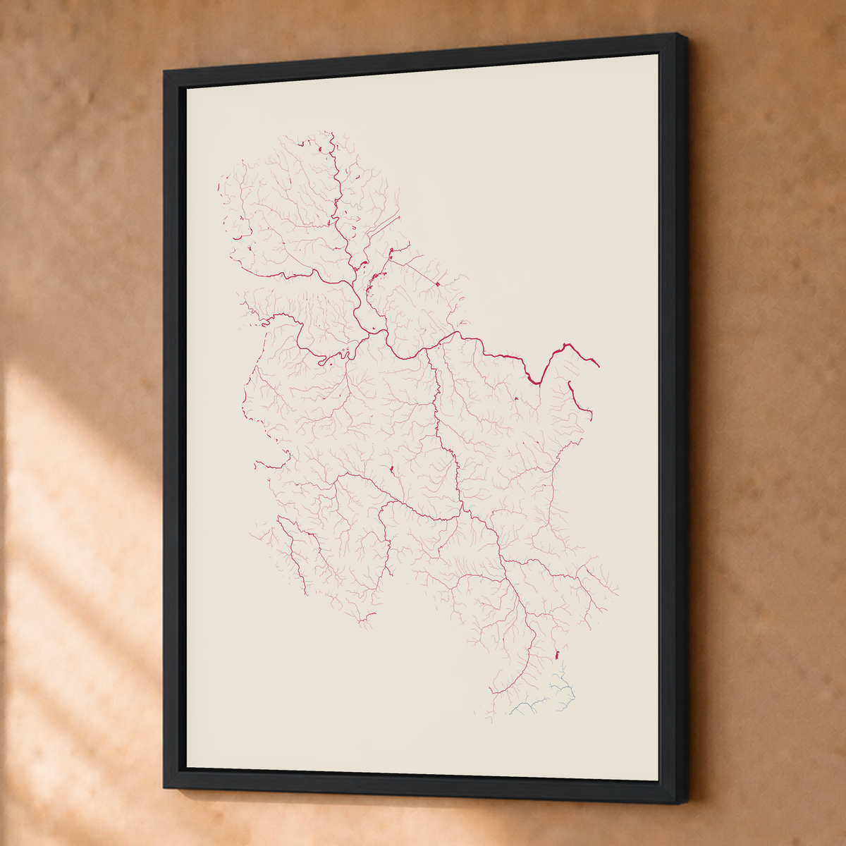 Beautiful Rivers — Sérvia — Risografia, Fine art emoldurado · 45 × 60 cm, Preto · Sem margem