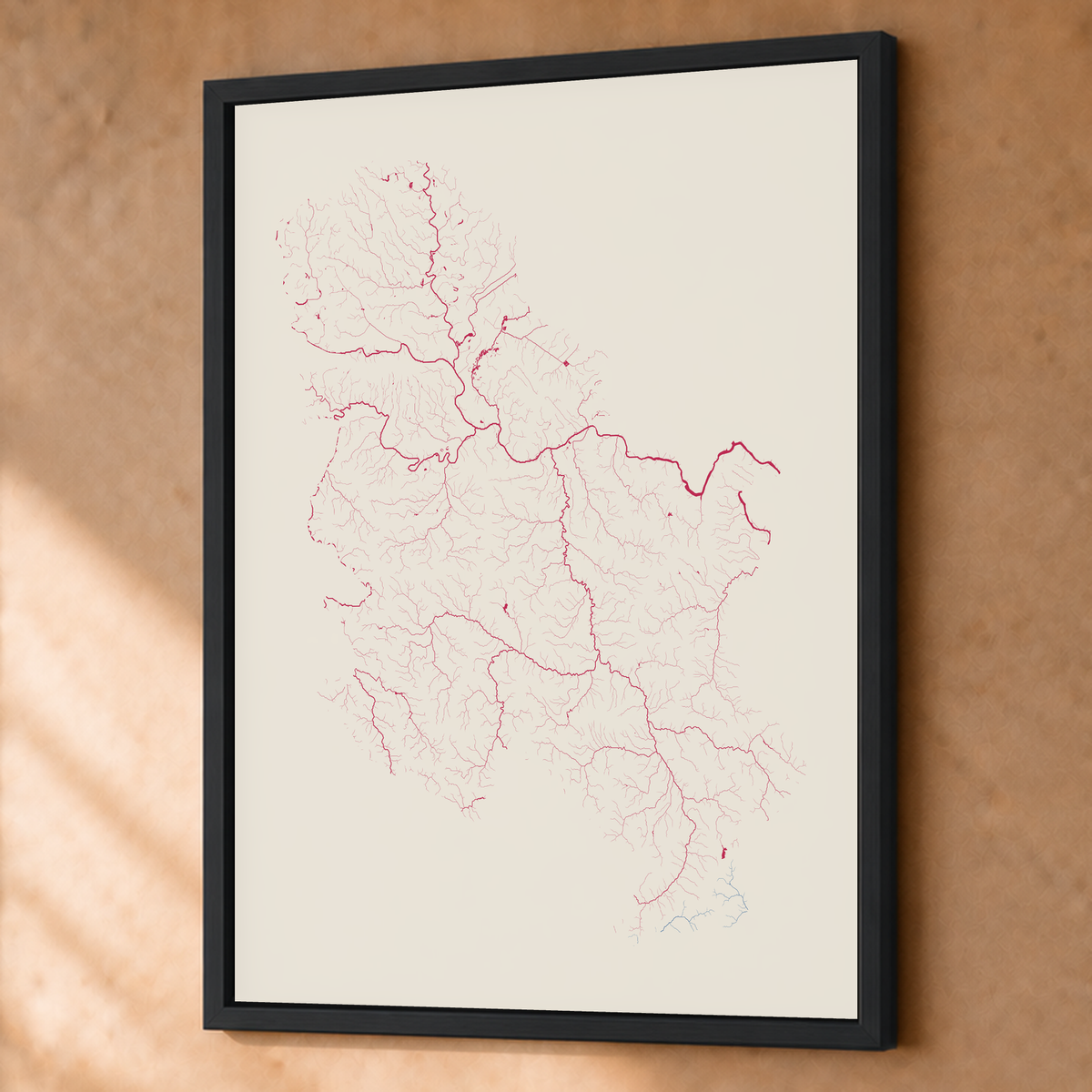 Beautiful Rivers — Sérvia — Risografia, Fine art emoldurado · 60 × 80 cm, Preto · Sem margem