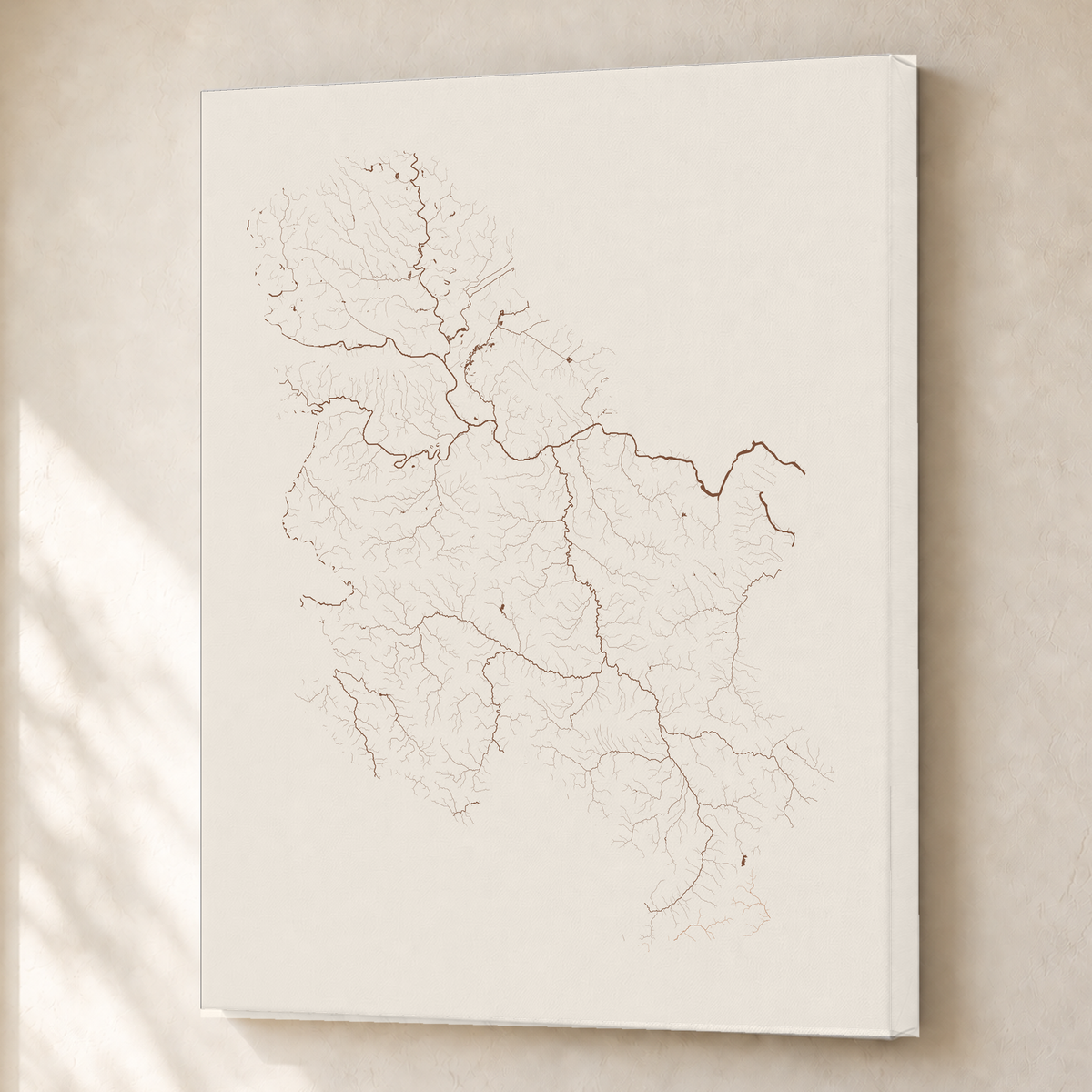 Beautiful Rivers — Sérvia — Terracota e areia, Canvas · 45 × 60 cm, Sem margem