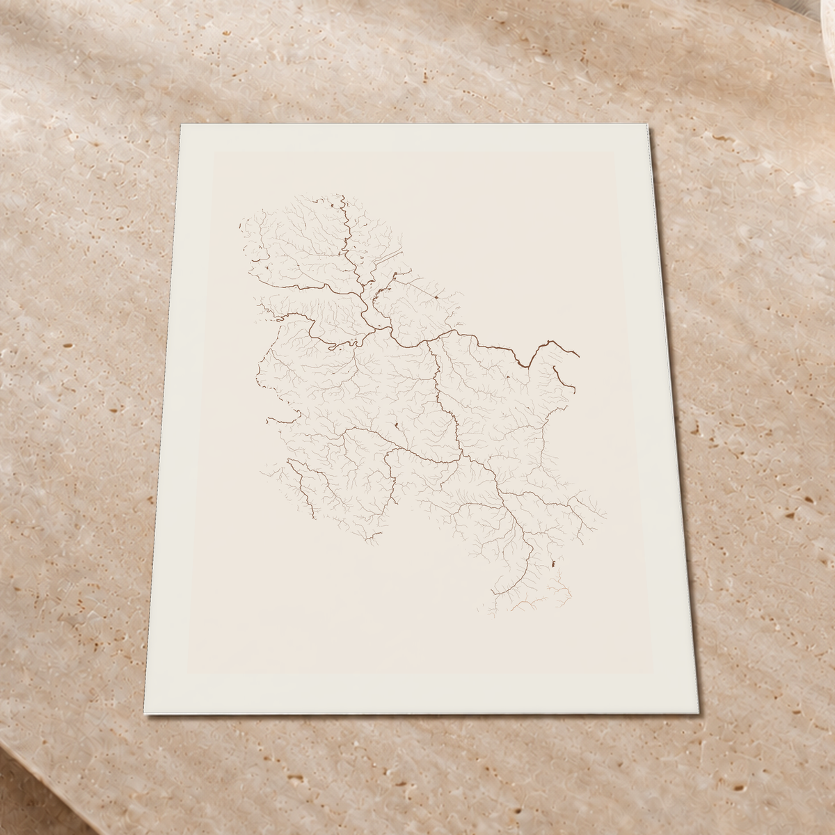 Beautiful Rivers — Sérvia — Terracota e areia, Impressão fine art · 45 × 60 cm, Margem branca