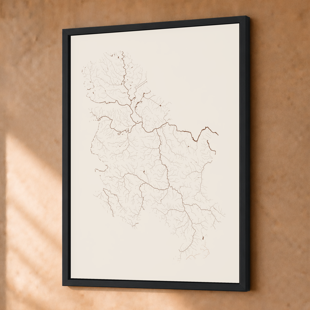 Beautiful Rivers — Sérvia — Terracota e areia, Fine art emoldurado · 30 × 40 cm, Preto · Sem margem