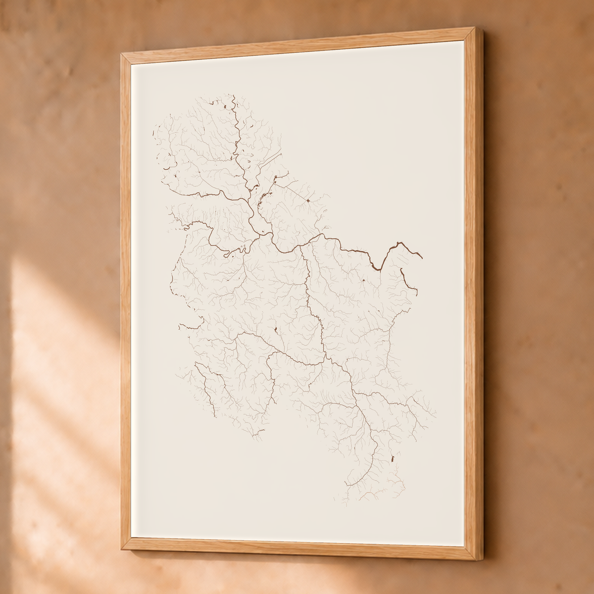 Beautiful Rivers — Sérvia — Terracota e areia, Fine art emoldurado · 45 × 60 cm, Natural · Sem margem