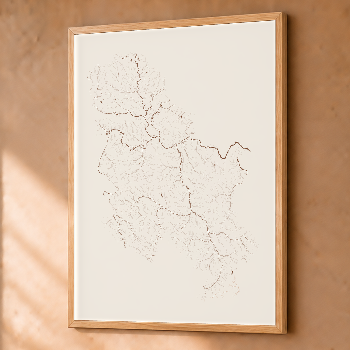 Beautiful Rivers — Sérvia — Terracota e areia, Fine art emoldurado · 60 × 80 cm, Natural · Sem margem