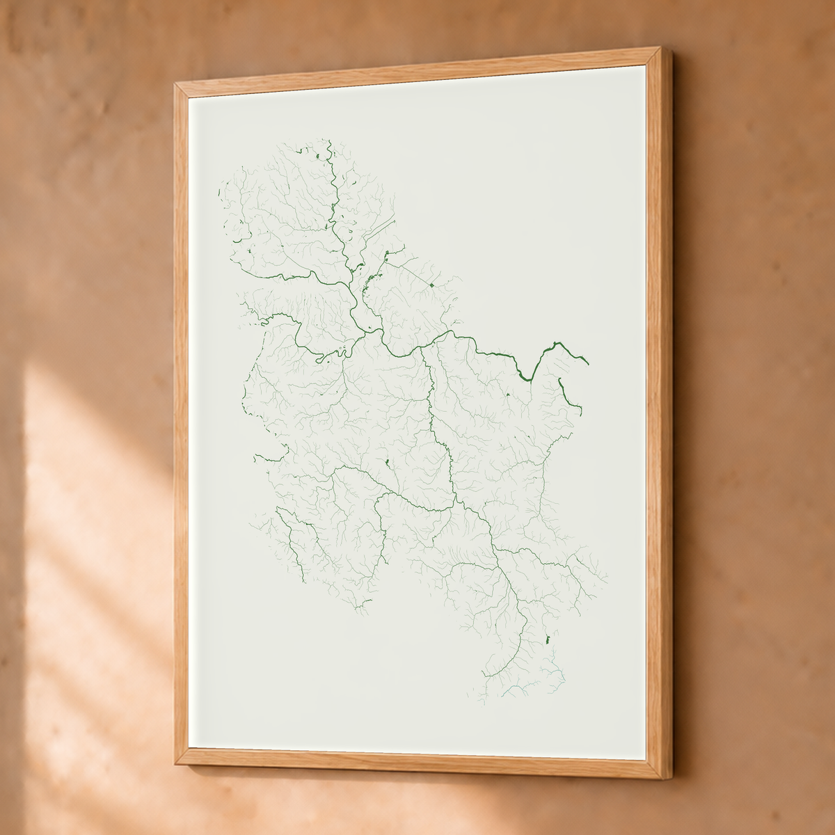 Beautiful Rivers — Sérvia — Verde jade e porcelana, Fine art emoldurado · 30 × 40 cm, Natural · Sem margem