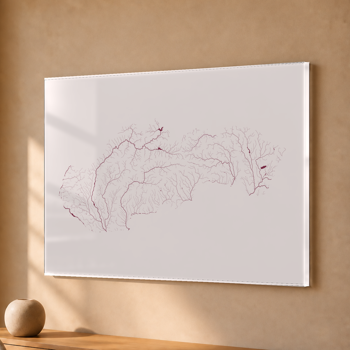 Beautiful Rivers — Eslováquia — Ameixa e rosé, Acrílico · 30 × 40 cm, Sem margem