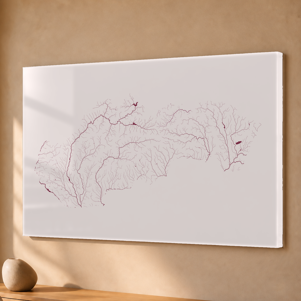 Beautiful Rivers — Eslováquia — Ameixa e rosé, Acrílico · 40 × 60 cm, Sem margem