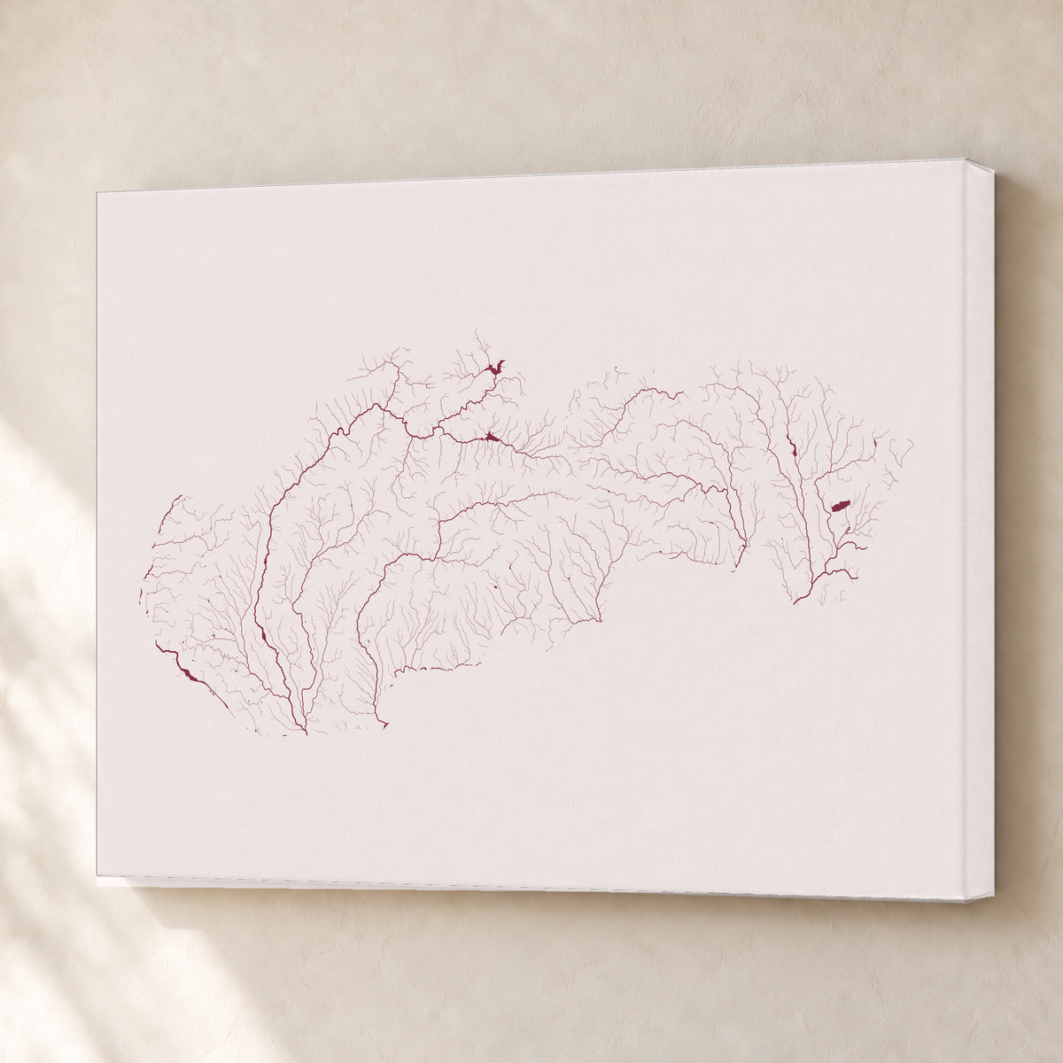 Beautiful Rivers — Eslováquia — Ameixa e rosé, Canvas · 45 × 60 cm, Sem margem