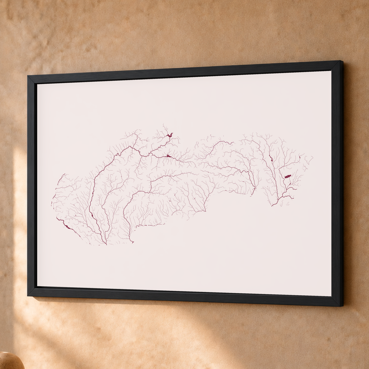 Beautiful Rivers — Eslováquia — Ameixa e rosé, Fine art emoldurado · 45 × 60 cm, Preto · Sem margem