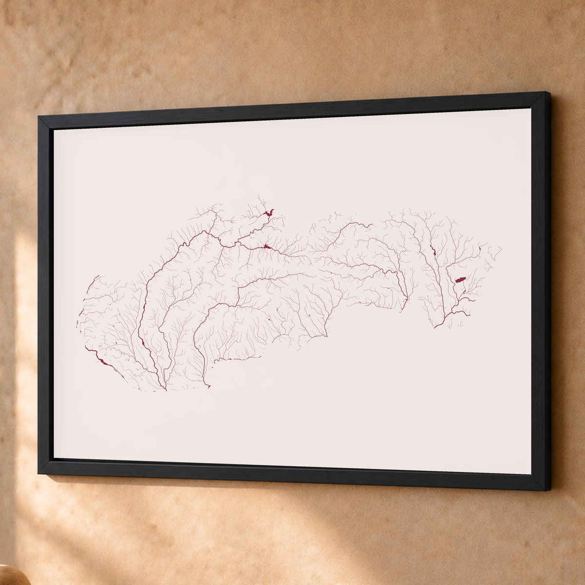 Beautiful Rivers — Eslováquia — Ameixa e rosé, Fine art emoldurado · 60 × 80 cm, Preto · Sem margem