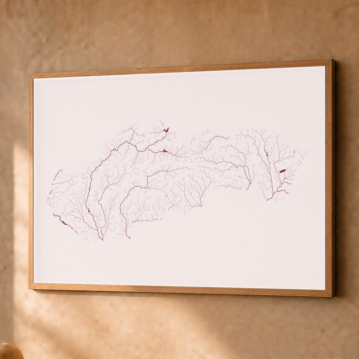 Beautiful Rivers — Eslováquia — Ameixa e rosé, Fine art emoldurado · 60 × 80 cm, Natural · Sem margem