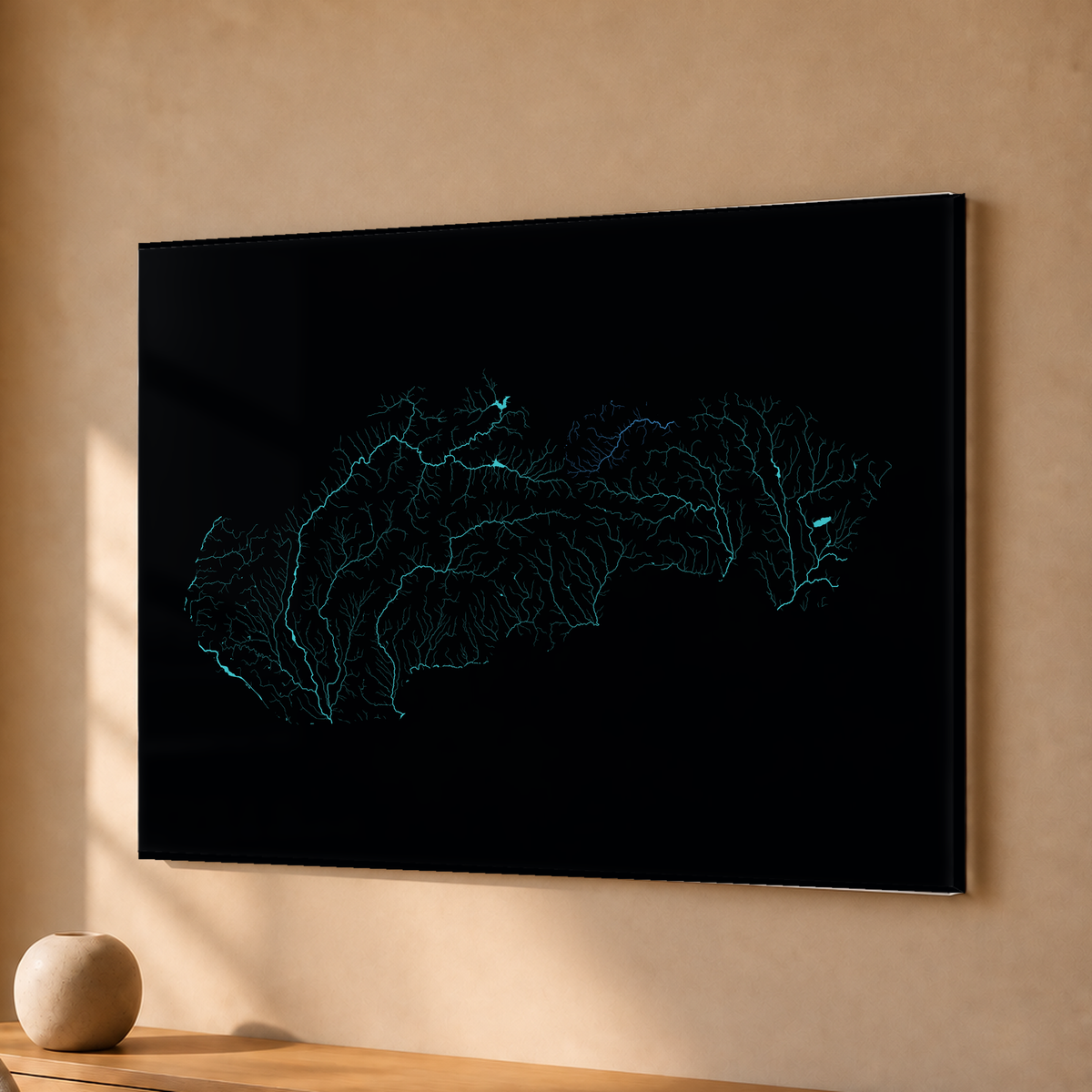 Beautiful Rivers — Eslováquia — Neon hidrográfico, Acrílico · 30 × 40 cm, Sem margem
