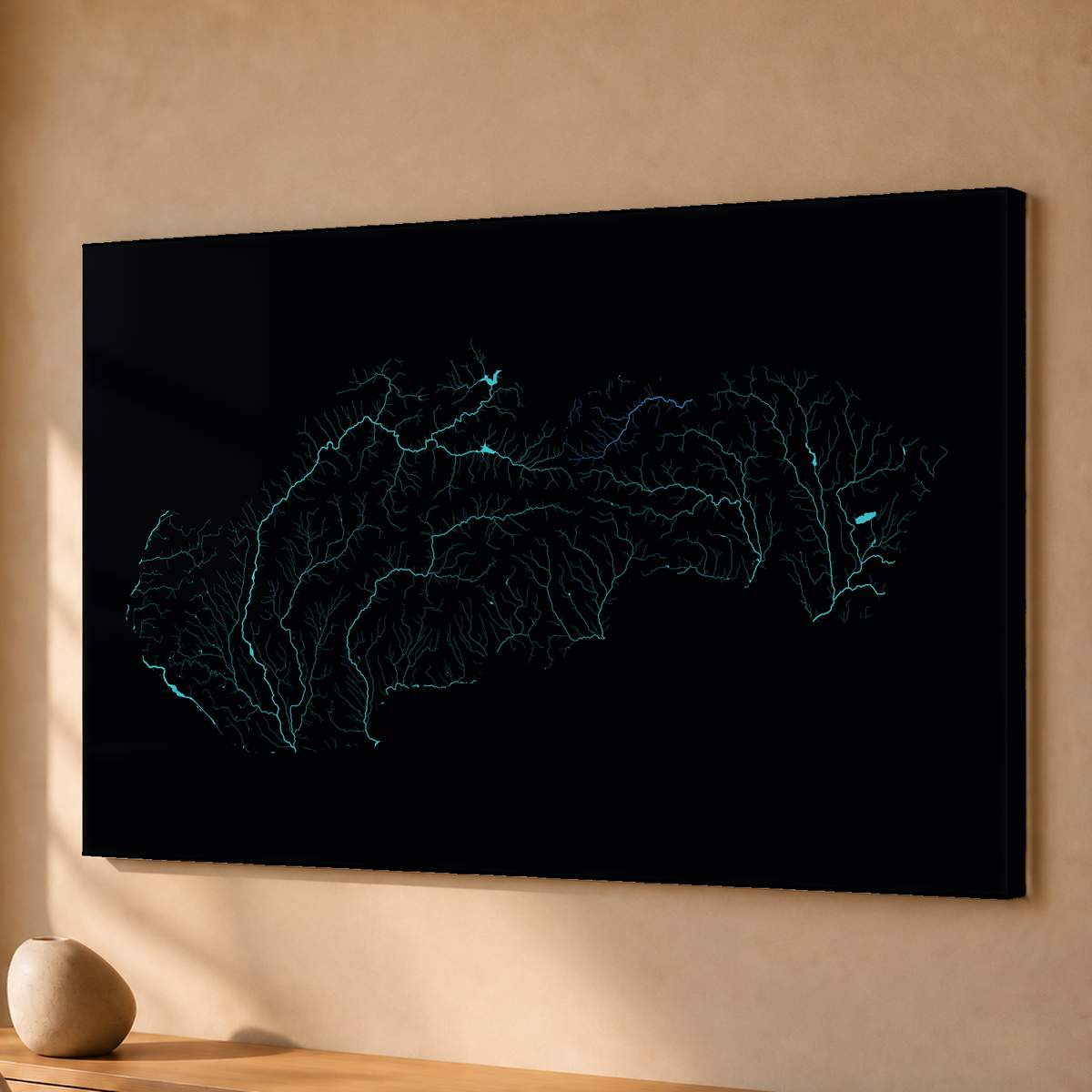 Beautiful Rivers — Eslováquia — Neon hidrográfico, Acrílico · 40 × 60 cm, Sem margem
