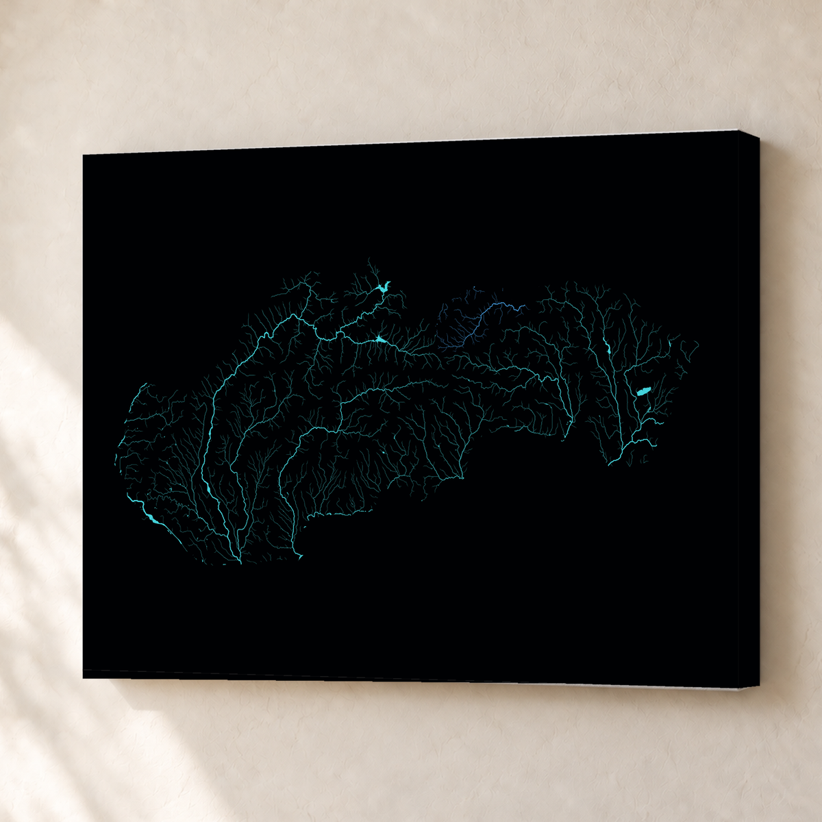 Beautiful Rivers — Eslováquia — Neon hidrográfico, Canvas · 30 × 40 cm, Sem margem