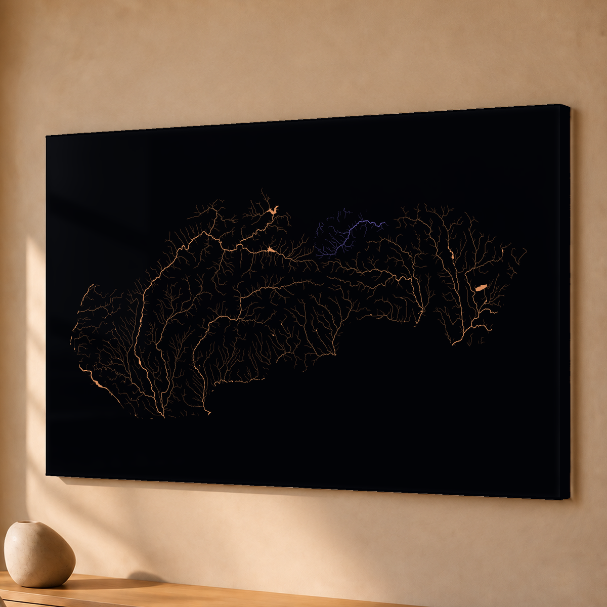 Beautiful Rivers — Eslováquia — Neon por território, Acrílico · 40 × 60 cm, Sem margem