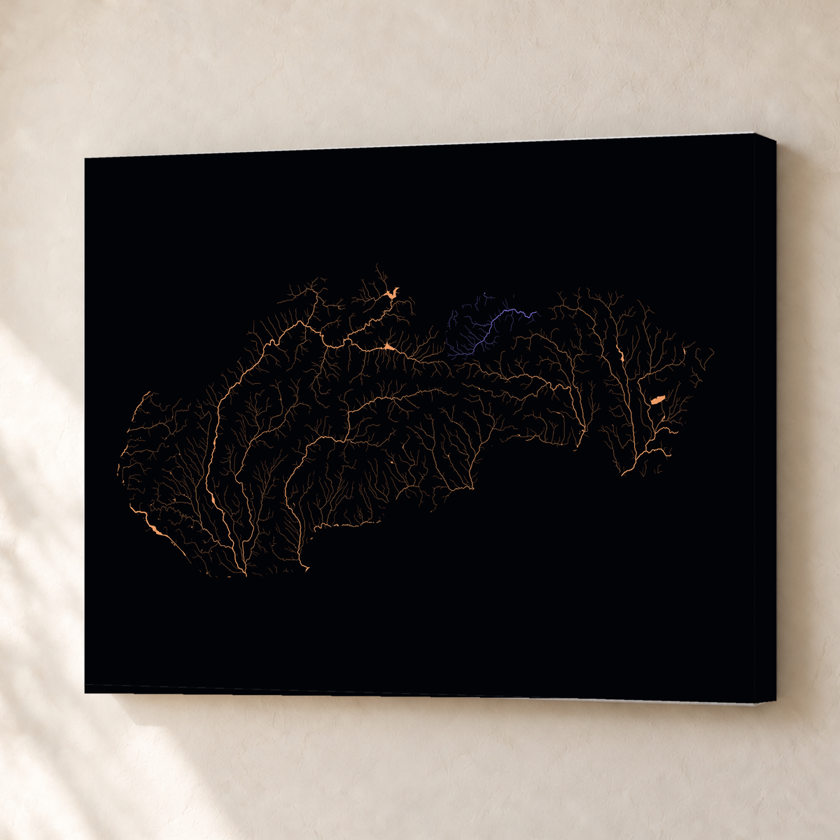 Beautiful Rivers — Eslováquia — Neon por território, Canvas · 30 × 40 cm, Sem margem