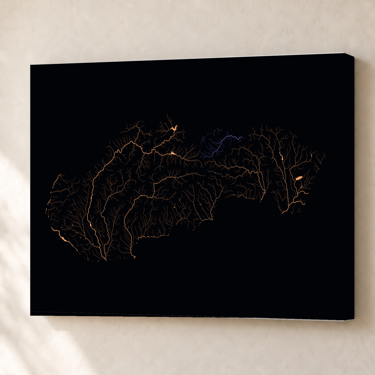 Beautiful Rivers — Eslováquia — Neon por território, Canvas · 60 × 80 cm, Sem margem