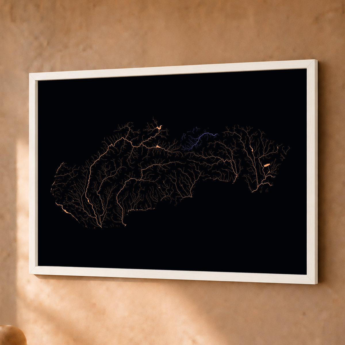 Beautiful Rivers — Eslováquia — Neon por território, Fine art emoldurado · 30 × 40 cm, Branco · Sem margem