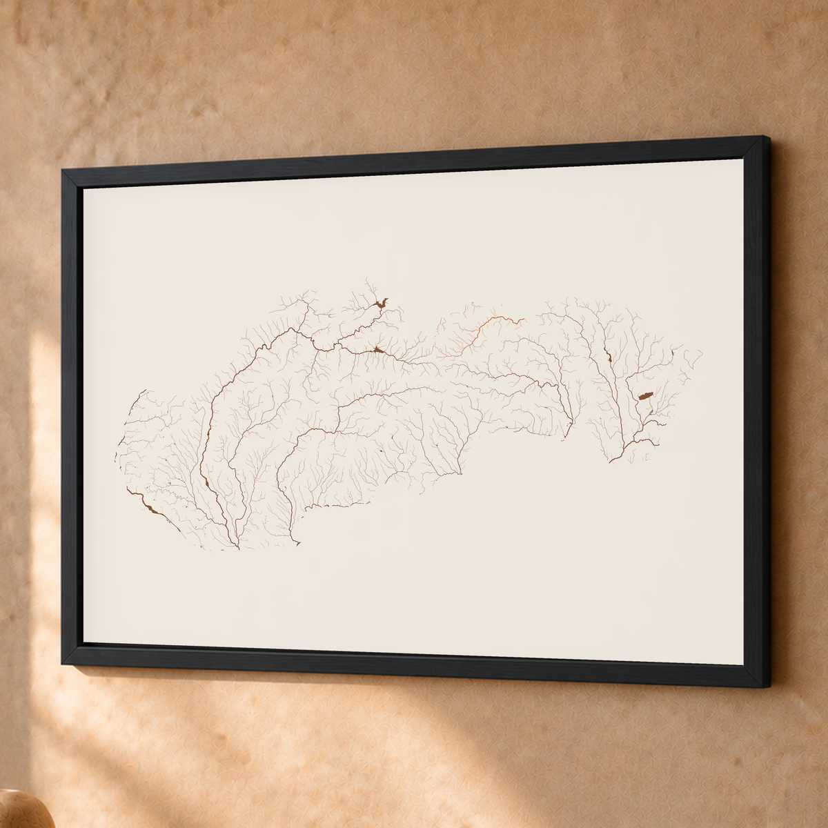 Beautiful Rivers — Eslováquia — Terracota e areia, Fine art emoldurado · 45 × 60 cm, Preto · Sem margem